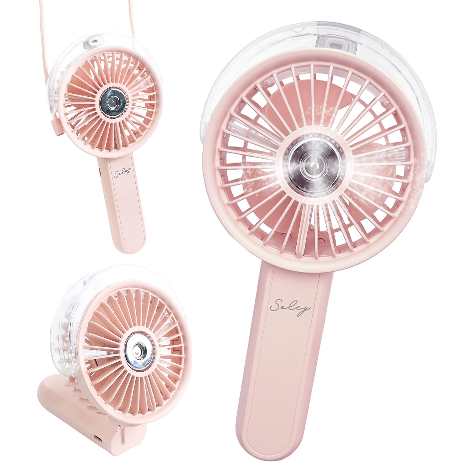 Amazon | Solcy ハンディファン ミスト 折りたためる ネックストラップ